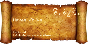 Havas Éva névjegykártya